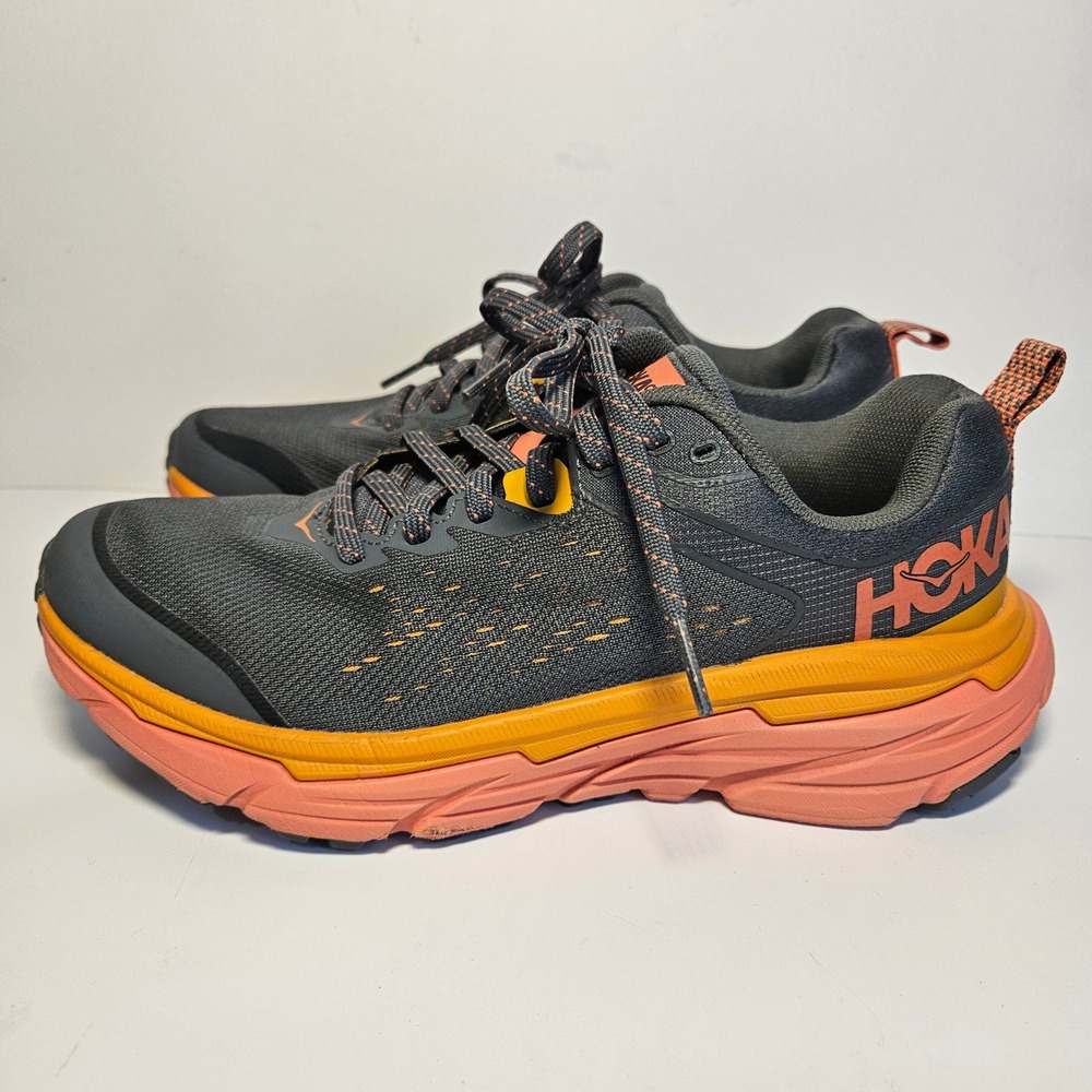 Hoka One One Challenger ATR 6 Women Trail Running Shoes Grey Orange Size 6.5D
